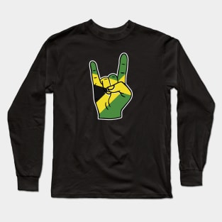 Rock On Jamaica // Jamaican Flag Rock Hand Long Sleeve T-Shirt